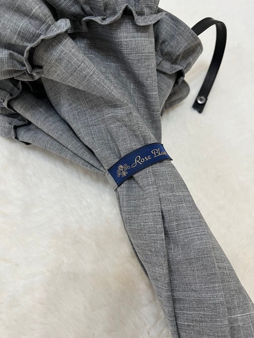 新品未使用　芦屋ロサブラン　日傘　2段折り　フリル　グレー　遮光100%