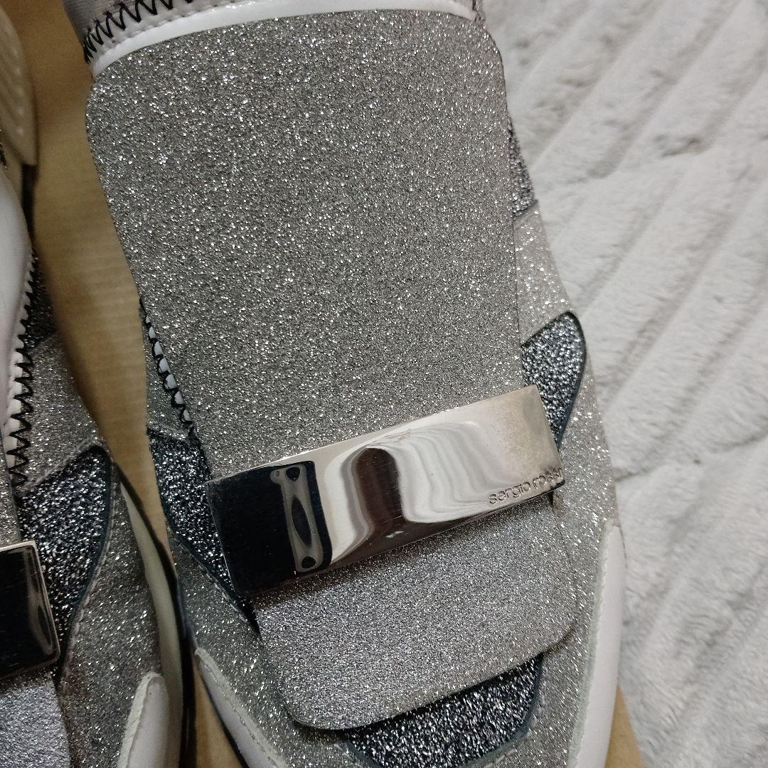 【最終値下げ】希少デザインセルジオロッシ ラメシルバースニーカースリッポン