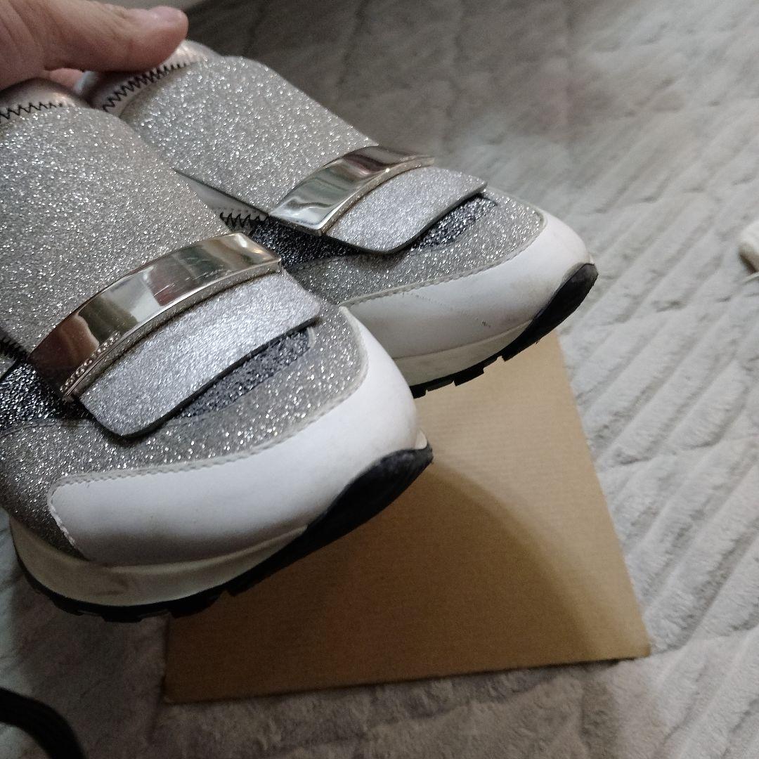 【最終値下げ】希少デザインセルジオロッシ ラメシルバースニーカースリッポン