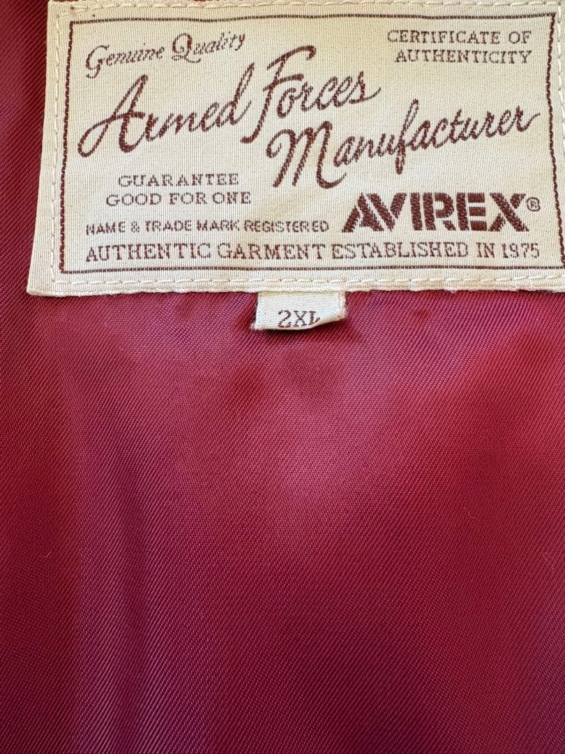 ケ*ウ様 AVIREX MA-1 フライトジャケット 2XLバーガンディ
