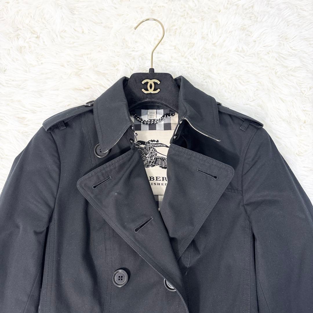 バーバリー トレンチコート サンドリンガム メガチェック ベルト ブラック XS