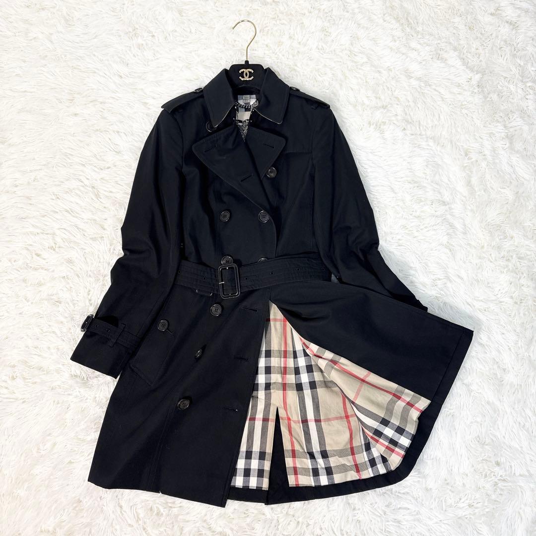 バーバリー トレンチコート サンドリンガム メガチェック ベルト ブラック XS
