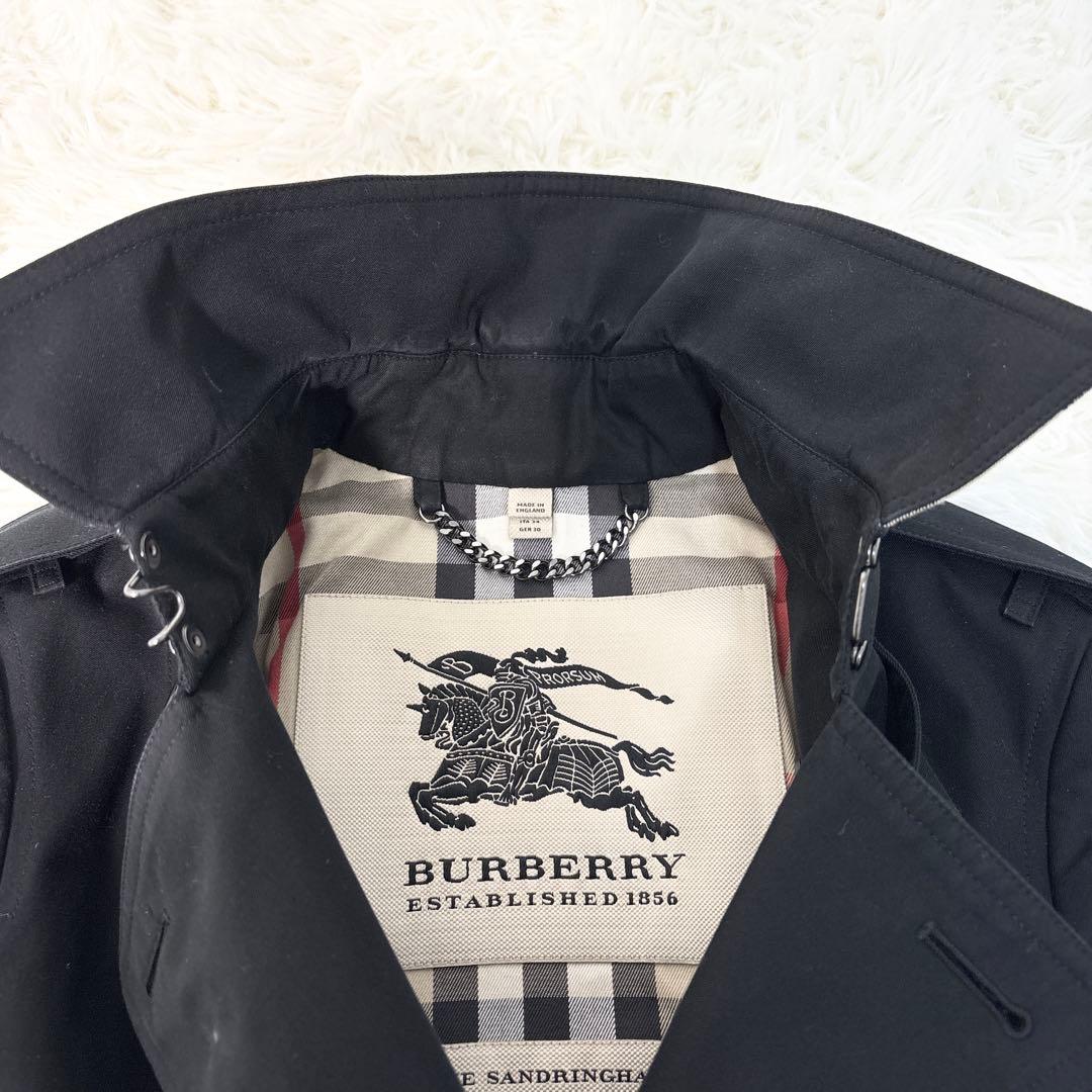 バーバリー トレンチコート サンドリンガム メガチェック ベルト ブラック XS