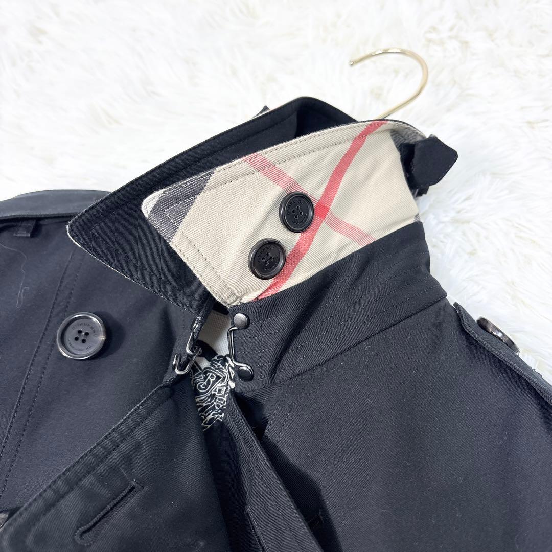 バーバリー トレンチコート サンドリンガム メガチェック ベルト ブラック XS