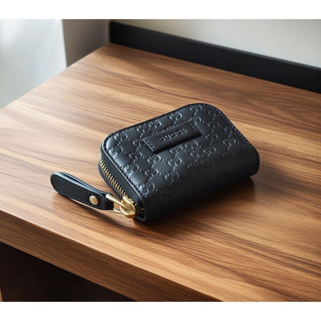 【未使用級】 グッチ ラウンドファスナー マイクロシマ ケース ブラック
