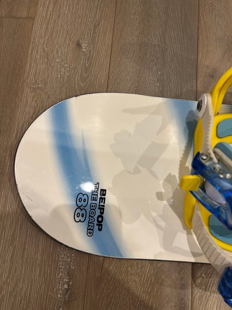 【子供用】スノーボード ビンディング ホワイト/ブルー/イエロー 3点セット