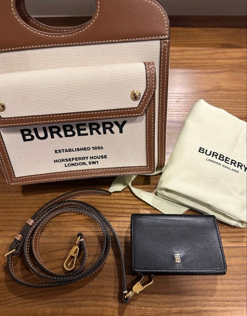 【正規品】Burberry 2点セット ロゴショルダーハンドバッグ＋三つ折り財布