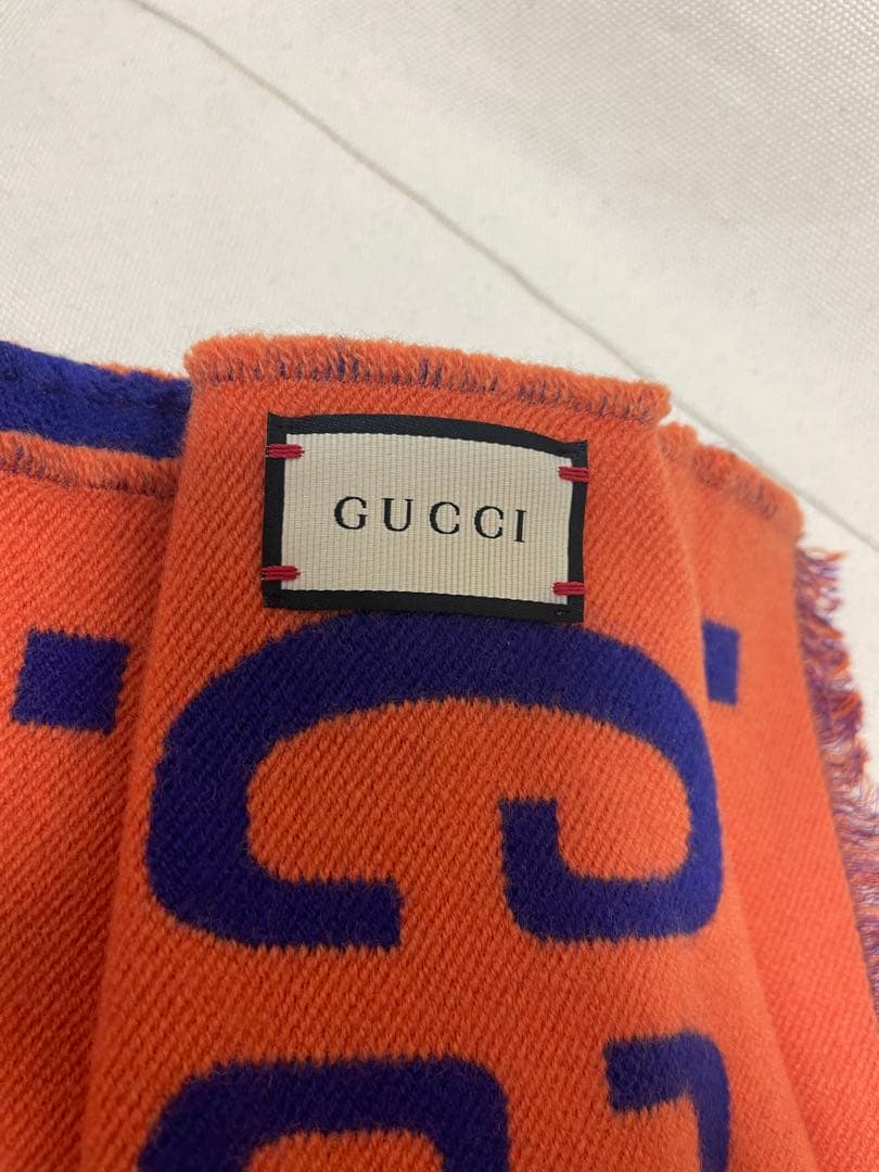 GUCCI マフラー 紫とオレンジ ウール製　未使用品