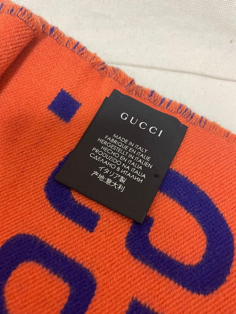 GUCCI マフラー 紫とオレンジ ウール製　未使用品
