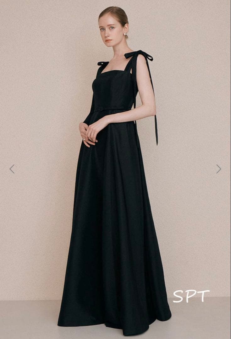 ブラックウェディングドレス 韓国風 前撮りドレス 二次会ドレス リボン