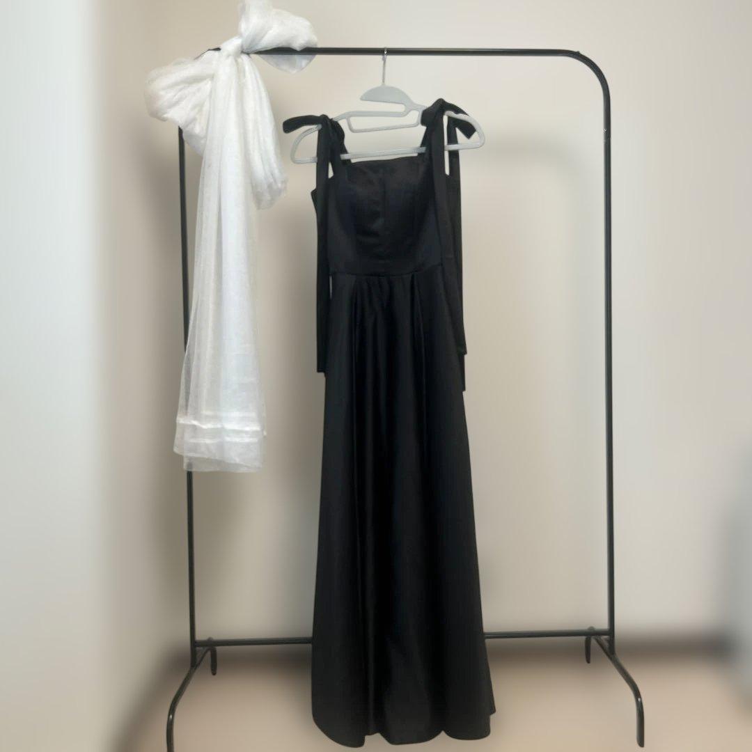 ブラックウェディングドレス 韓国風 前撮りドレス 二次会ドレス リボン