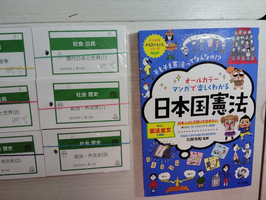 【値下げ】定価15000円相当　四谷大塚予習シリーズ社会6年上＋本、データカード