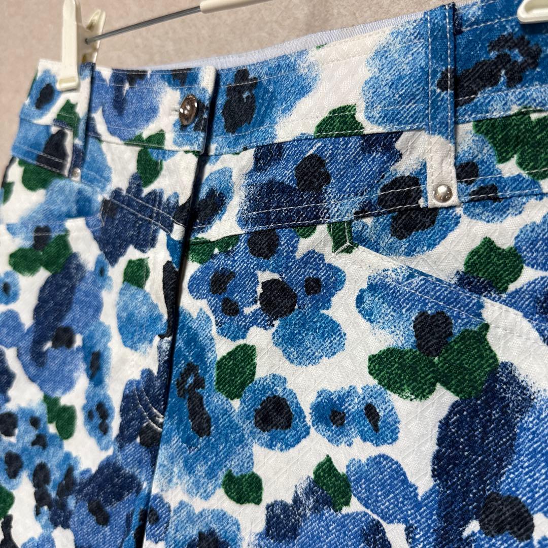 【新品タグ付】adabatアダバット・ゴルフパンツ　花柄ブルー　総柄　M