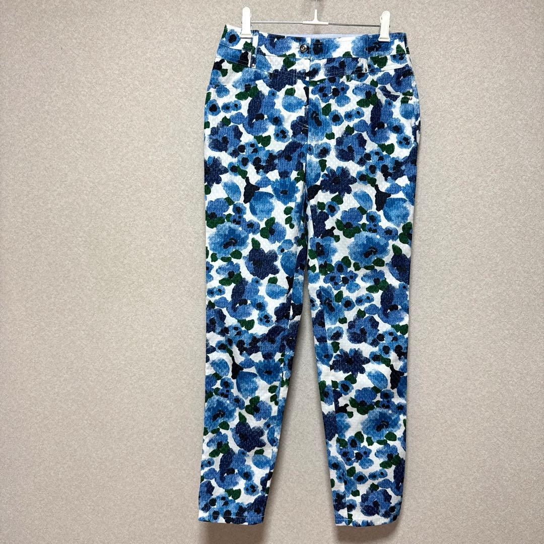 【新品タグ付】adabatアダバット・ゴルフパンツ　花柄ブルー　総柄　M