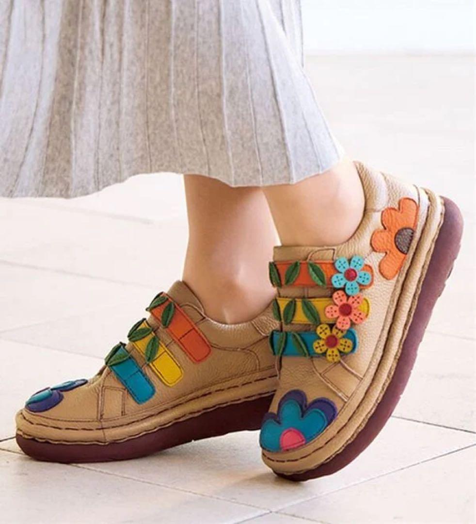 未使用estacion エスタシオン　お花モチーフシューズ