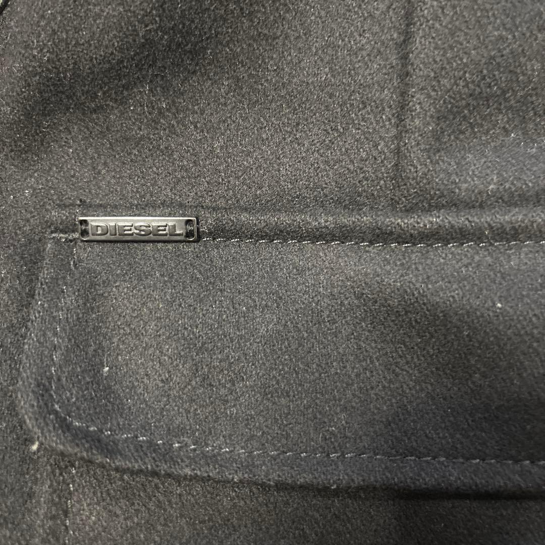 底値　DIESEL フード付き牛革ダッフルコート 黒