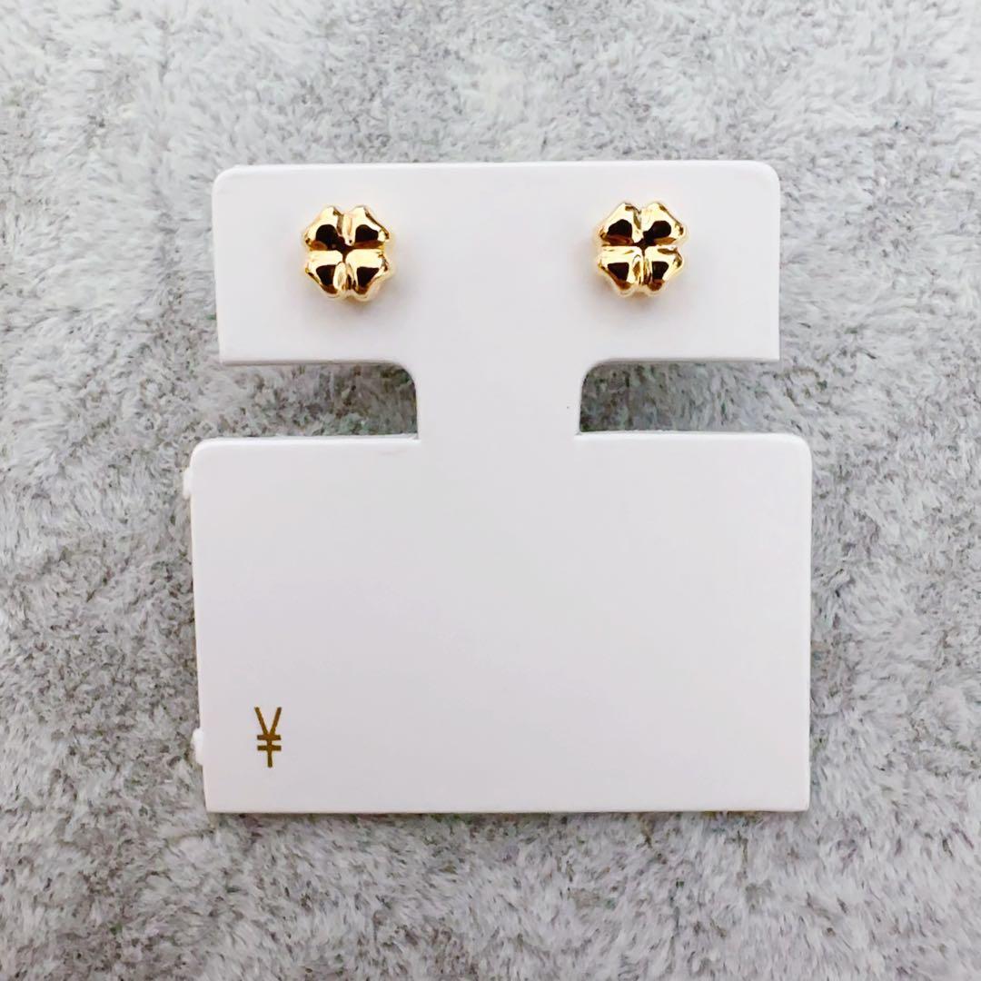 K18 クローバー ぷっくりピアス