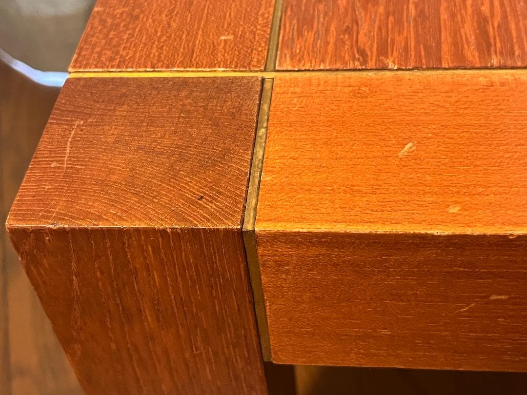 ビンテージ チーク材 真鍮 ローテーブル コーヒーテーブル 木製 ウッド