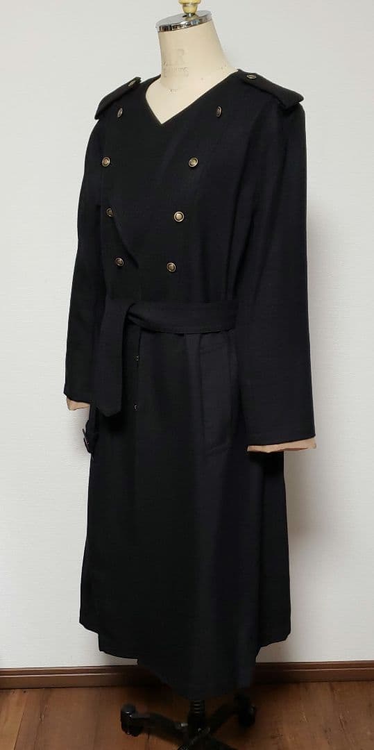 Lion黒 ダブルブレスト トレンチコート