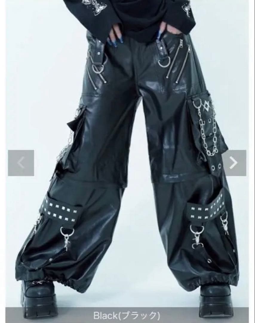 REFLEM【レフレム】2WAYワイドボンテージPUレザーパンツ