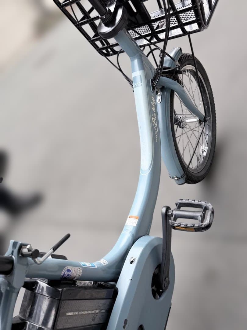 大阪府　子供乗せ　ヤマハ　水色 電動アシスト自転車 チャイルドシート付き