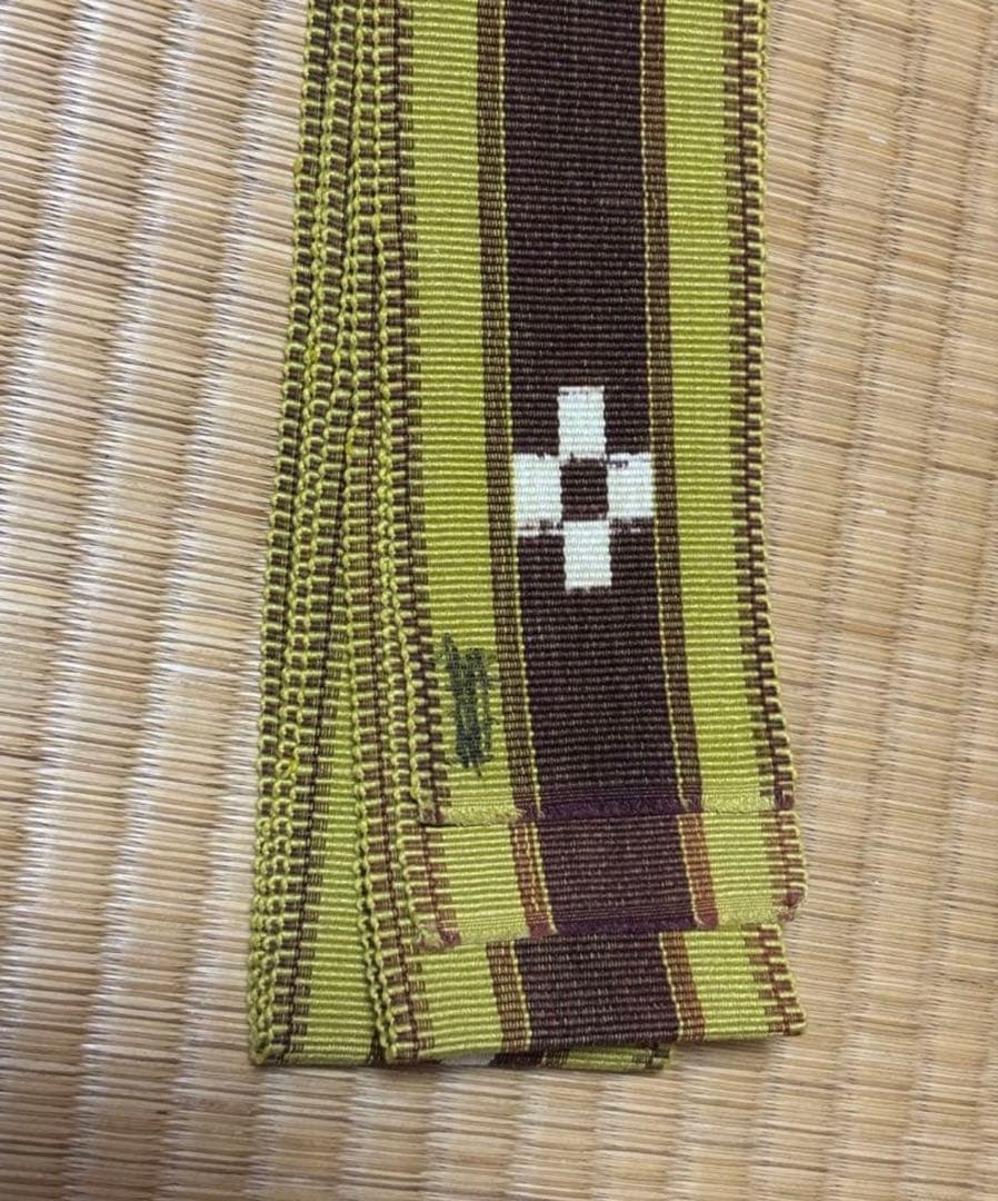 【MIKA】琉球舞踊　小道具　ミンサー柄 花織　赤ティーサージ 帯 セット