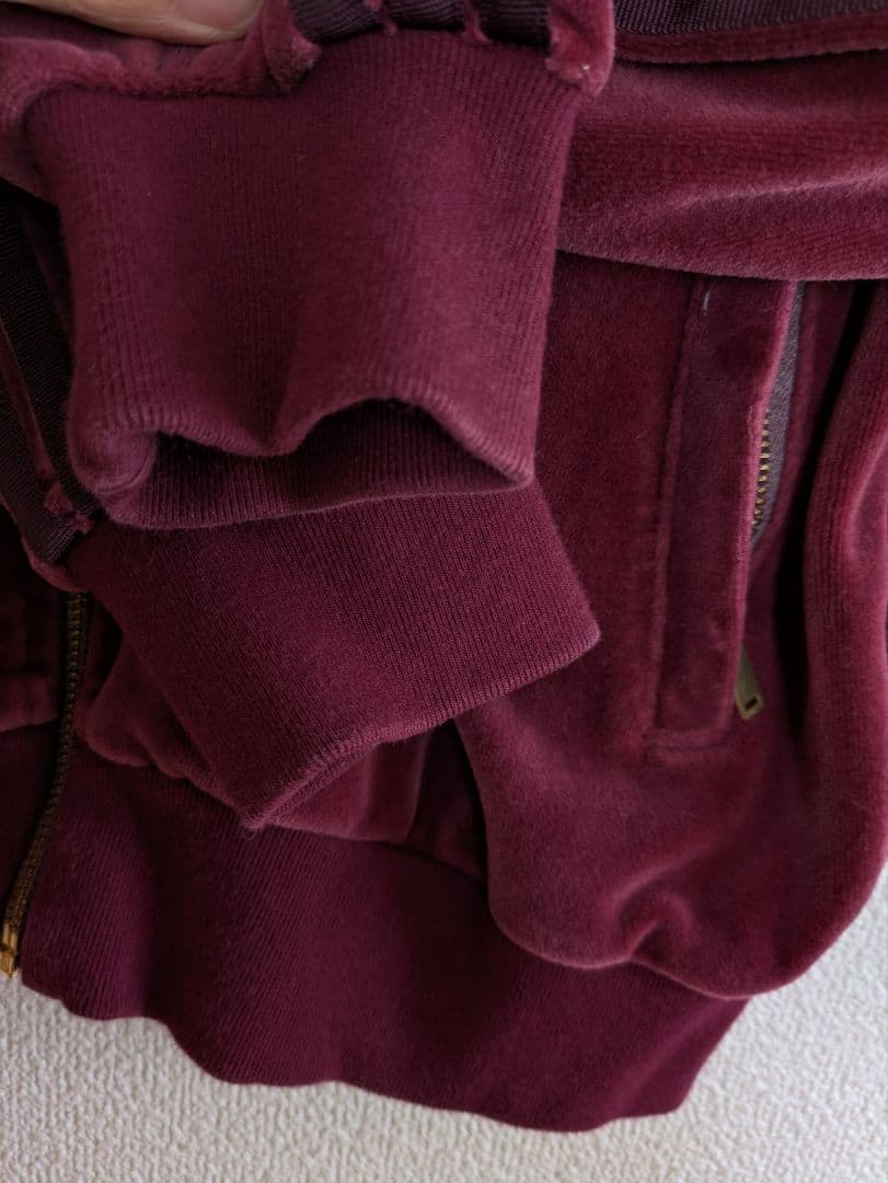 ベロア素材　adidas バーガンディ ジャージ　Sサイズ　美品