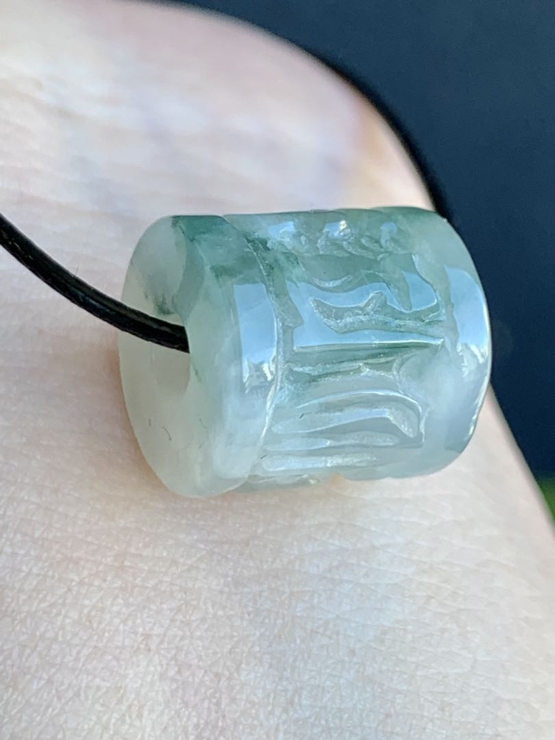 ☘本翡翠　氷種❄️六字真言　ルース⭐️路路通⭐️ネックレス　新品 0155