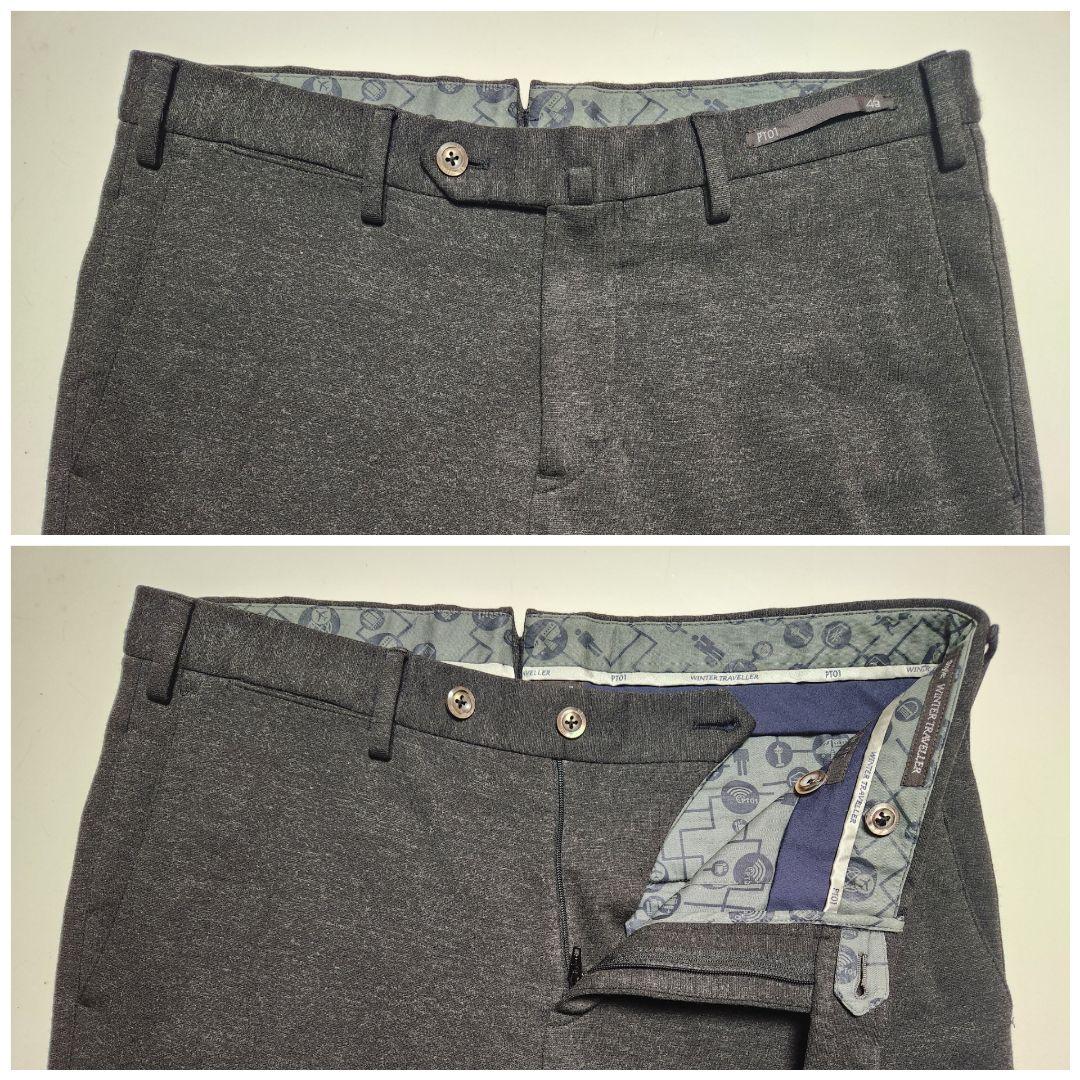 ピーティーゼロウーノ　TRAVELLER　テクノジャージー　濃灰　48　秋冬
