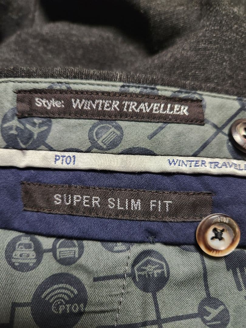 ピーティーゼロウーノ　TRAVELLER　テクノジャージー　濃灰　48　秋冬