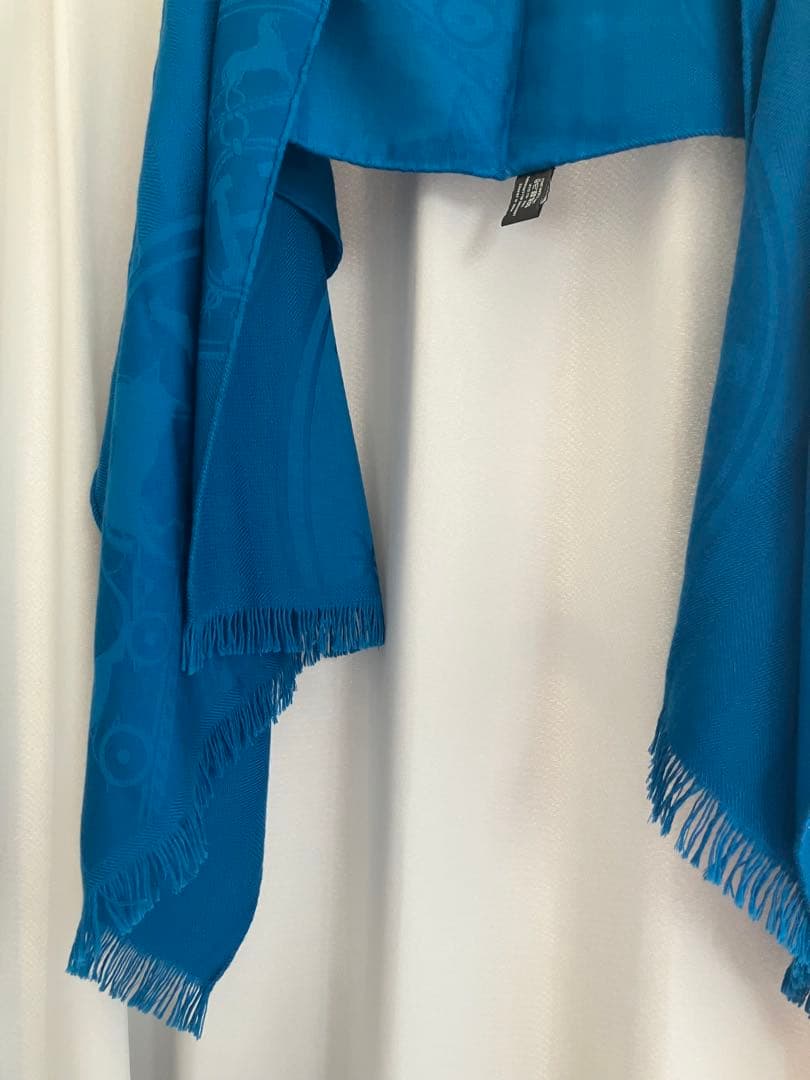 エルメス　ストール　ブルー