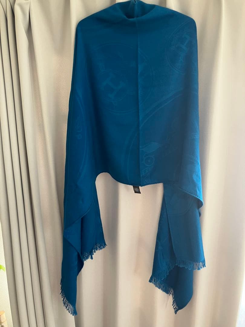 エルメス　ストール　ブルー