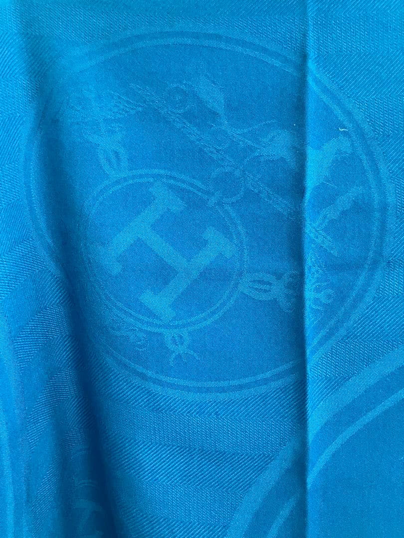 エルメス　ストール　ブルー