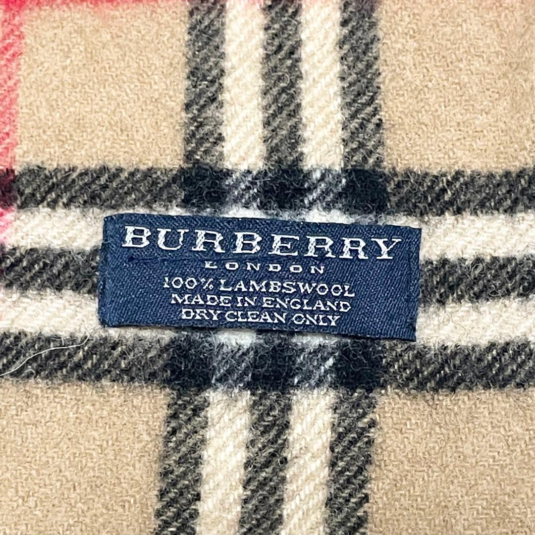 【美品】BURBERRY LONDON ノバチェック ラムウール マフラー 英国