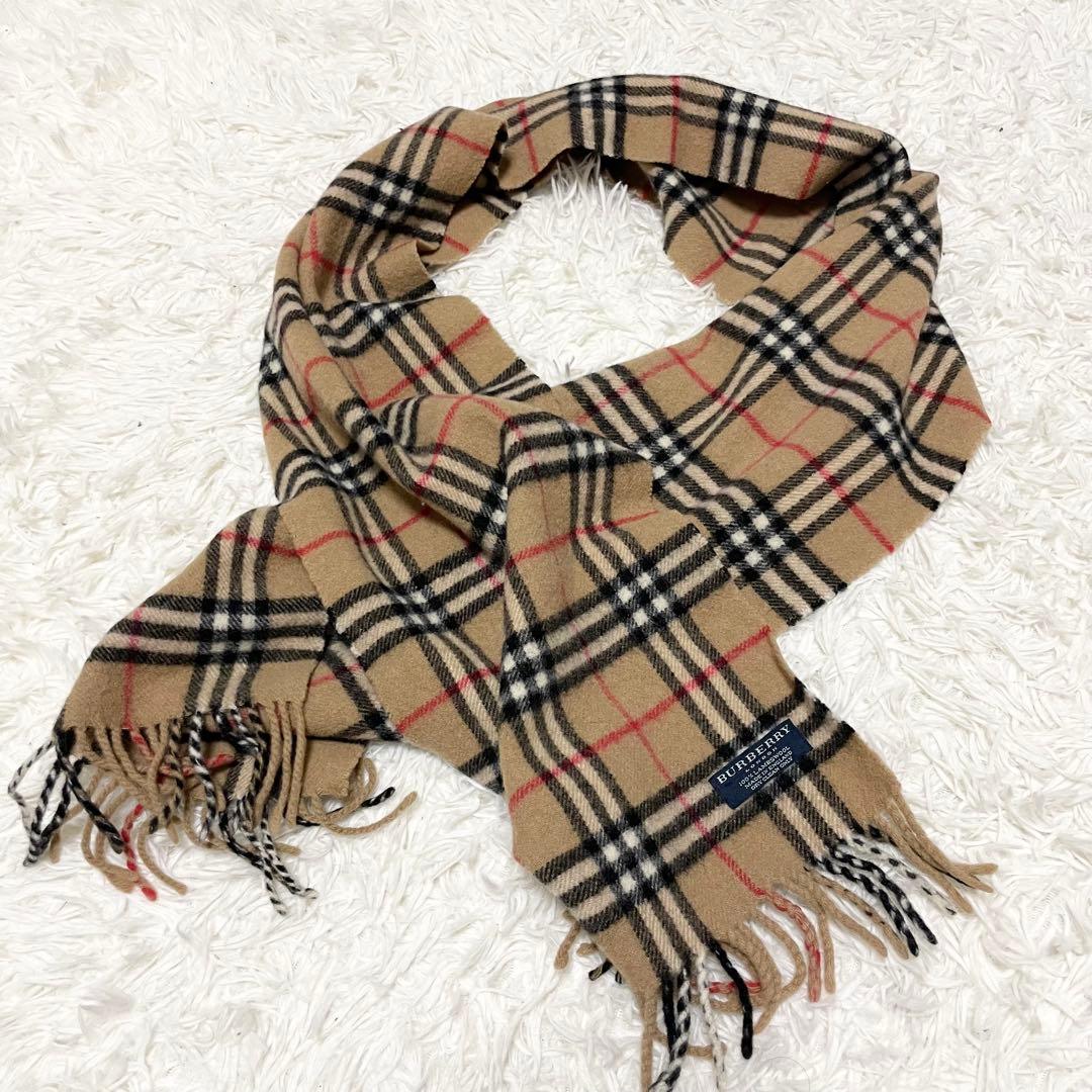 【美品】BURBERRY LONDON ノバチェック ラムウール マフラー 英国