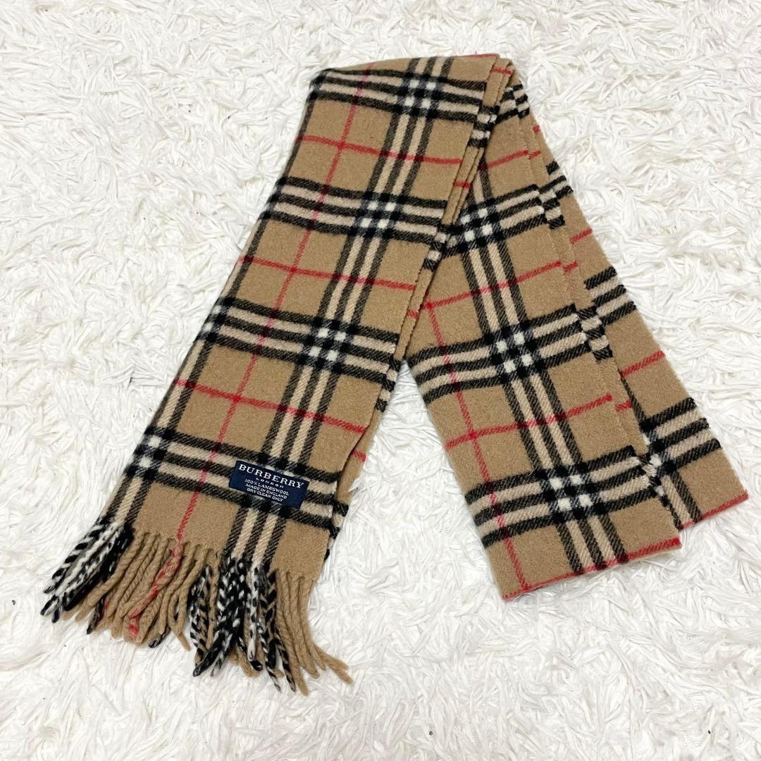 【美品】BURBERRY LONDON ノバチェック ラムウール マフラー 英国