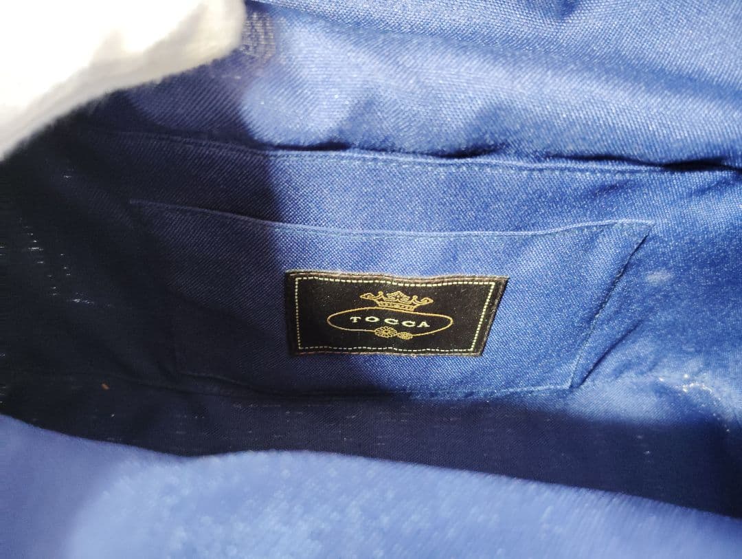 【3573】TOCCAラタン 巾着 カゴバッグ リボンチャーム ネイビー