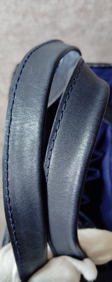 【3573】TOCCAラタン 巾着 カゴバッグ リボンチャーム ネイビー