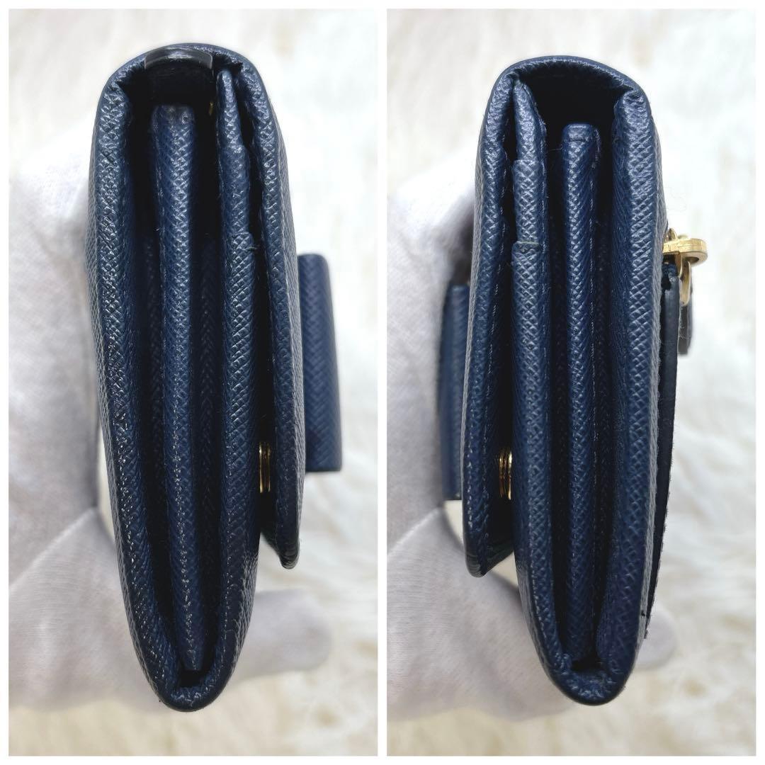 PRADA 長財布 サフィアーノ フィオッコ メタルロゴ リボン ネイビー