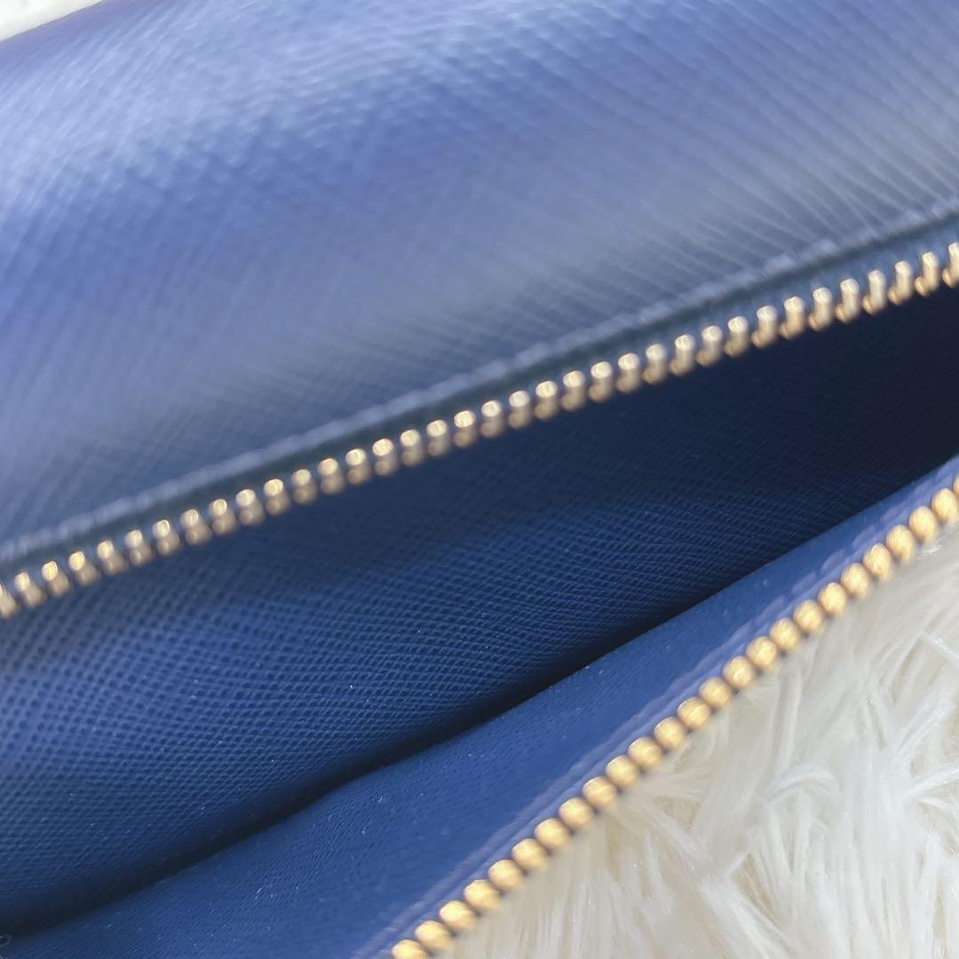 PRADA 長財布 サフィアーノ フィオッコ メタルロゴ リボン ネイビー