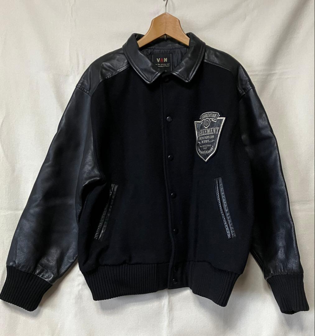 80s VAN スタジャン 黒 L〜XL 牛本革使用 IVY アイビー レザー