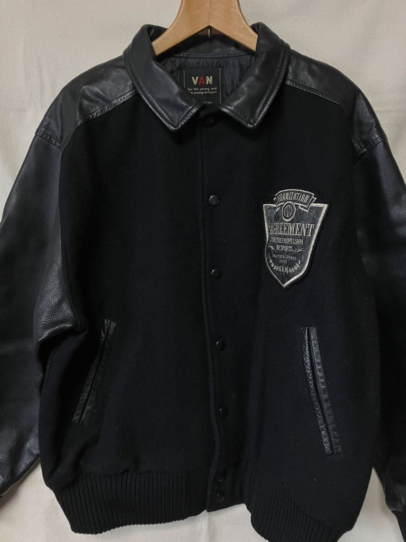 80s VAN スタジャン 黒 L〜XL 牛本革使用 IVY アイビー レザー