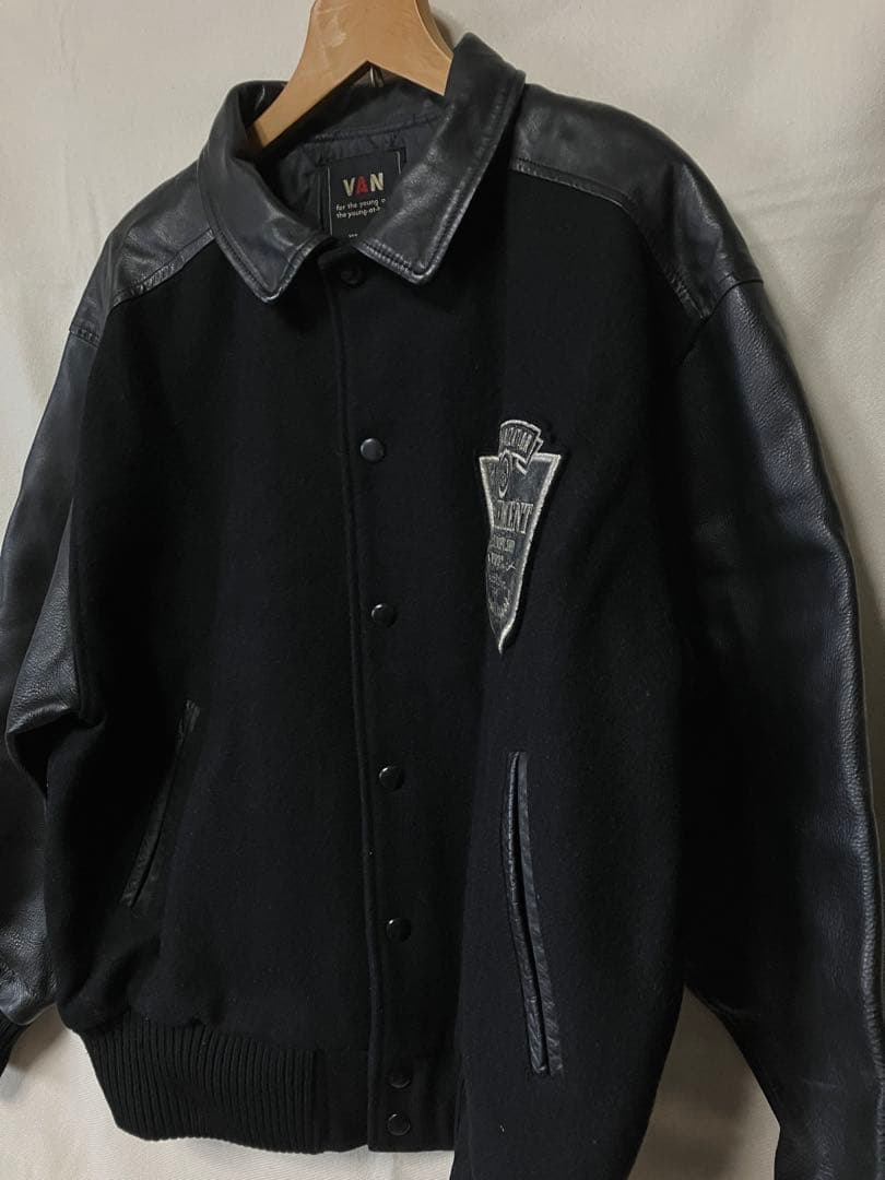 80s VAN スタジャン 黒 L〜XL 牛本革使用 IVY アイビー レザー