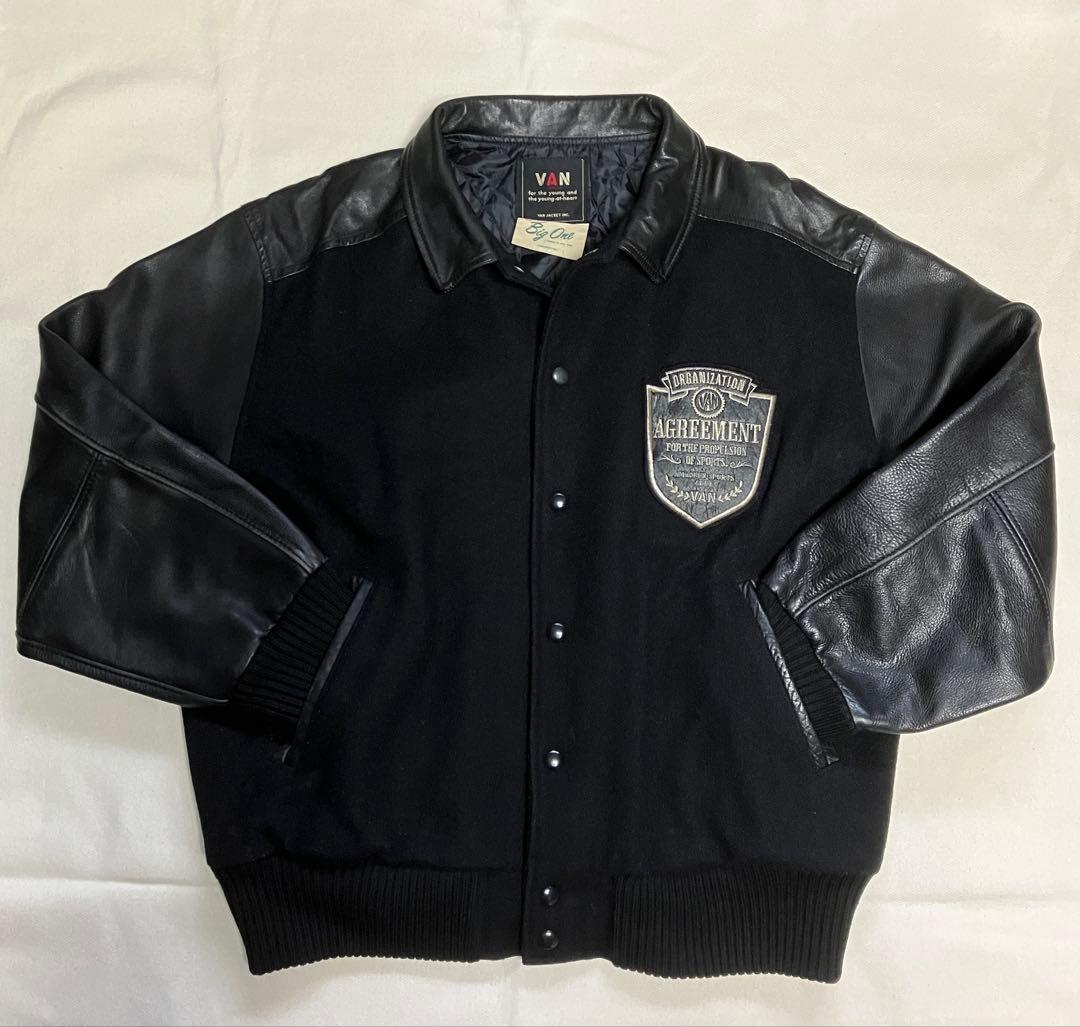 80s VAN スタジャン 黒 L〜XL 牛本革使用 IVY アイビー レザー