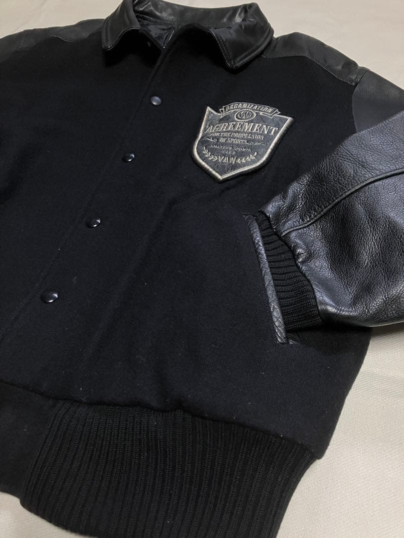 80s VAN スタジャン 黒 L〜XL 牛本革使用 IVY アイビー レザー