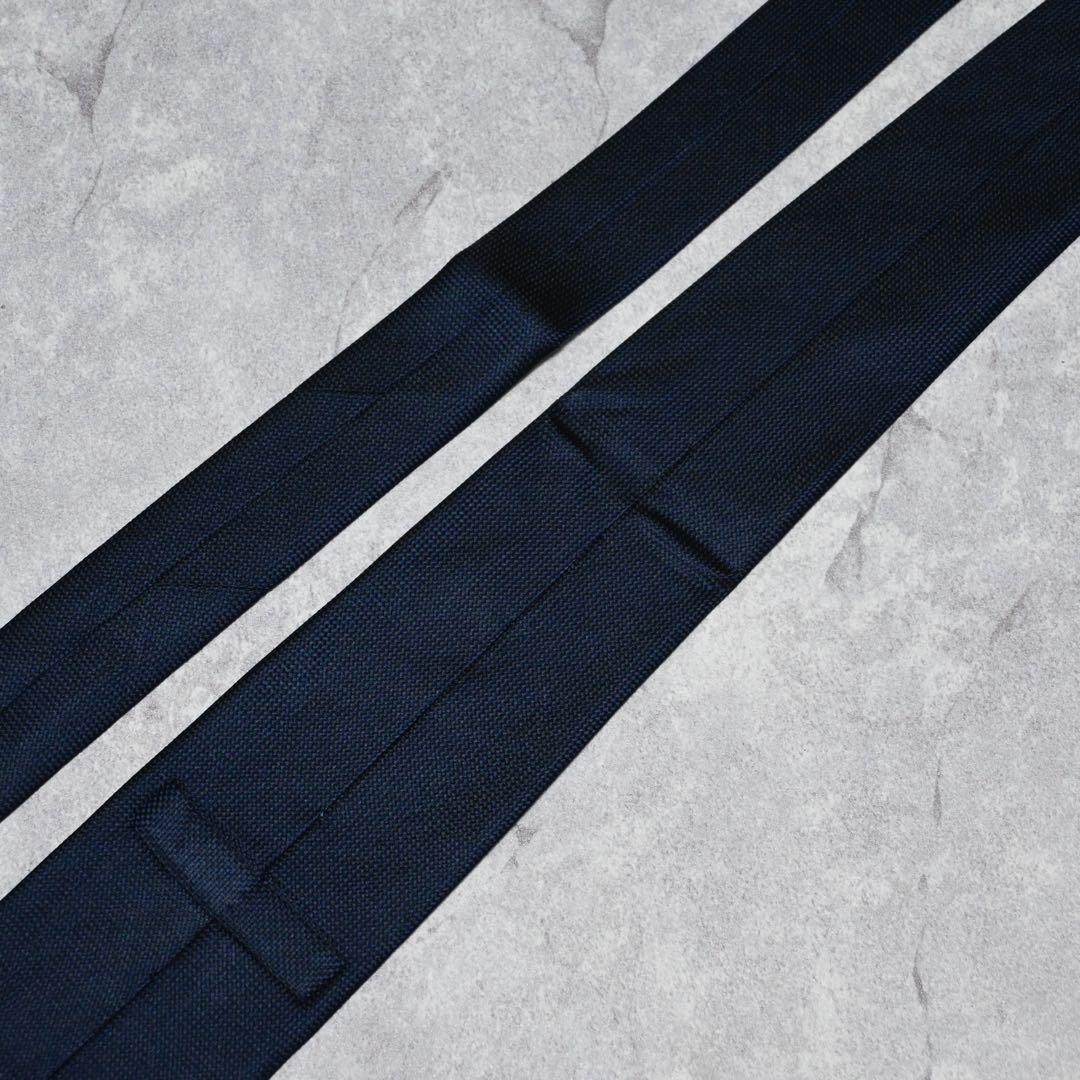 【美品】エルメネジルドゼニア ソリッド ダークネイビー 無地 ネクタイ