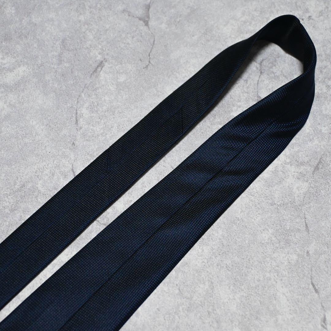 【美品】エルメネジルドゼニア ソリッド ダークネイビー 無地 ネクタイ