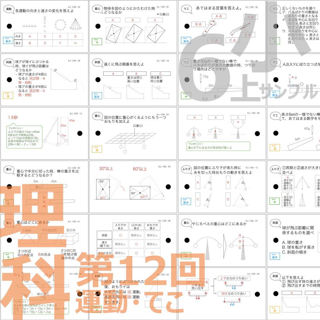 中学受験【6年上 理科 全セット1-17回】暗記カード 予習シリーズ 組分け