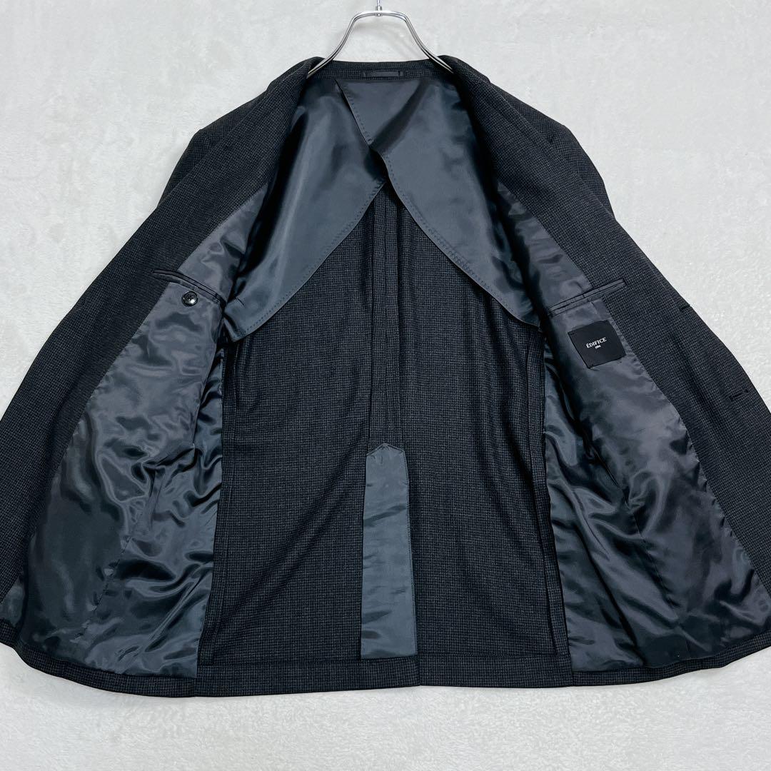 『エディフィス』千鳥格子 セットアップスーツ ウール ストレッチ チャコール