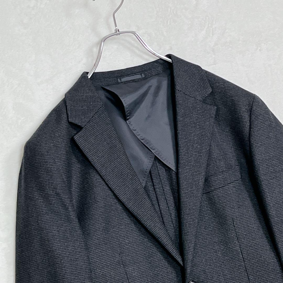 『エディフィス』千鳥格子 セットアップスーツ ウール ストレッチ チャコール